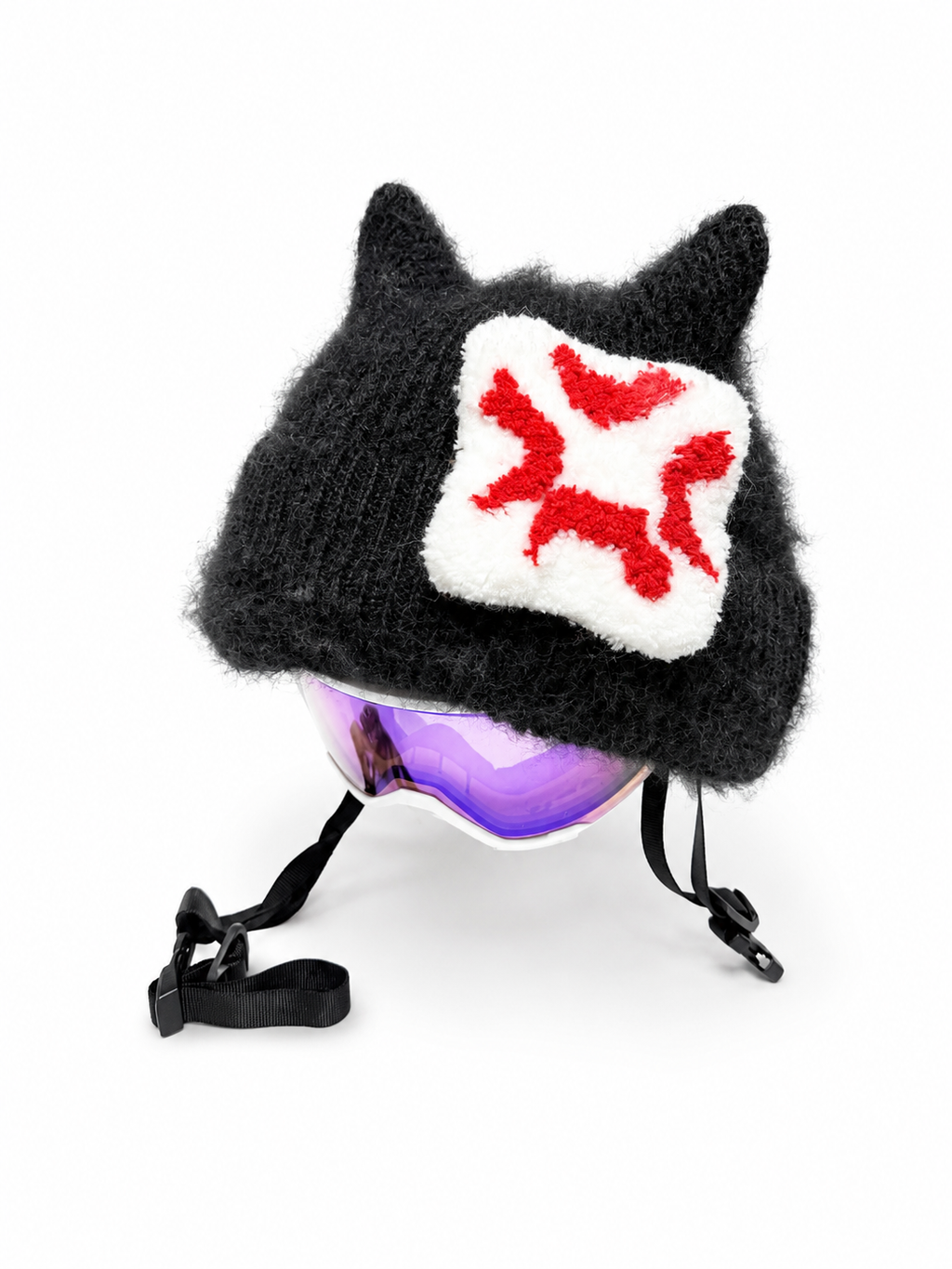 HB Snowear Anger Sticker — close-up of hand-tufted wool and acrylic craftsmanship