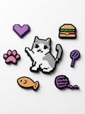 HB Snowear Pixel Cat Anti-Slip Stomp Pad Set — six pixel art Hambao designs complete collection for snowboard