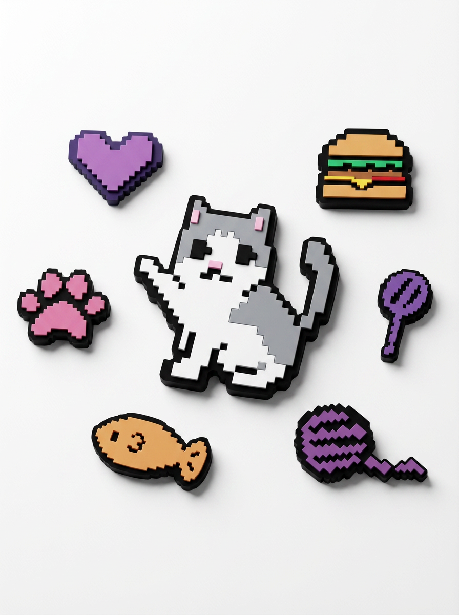 HB Snowear Pixel Cat Anti-Slip Stomp Pad Set — six pixel art Hambao designs complete collection for snowboard