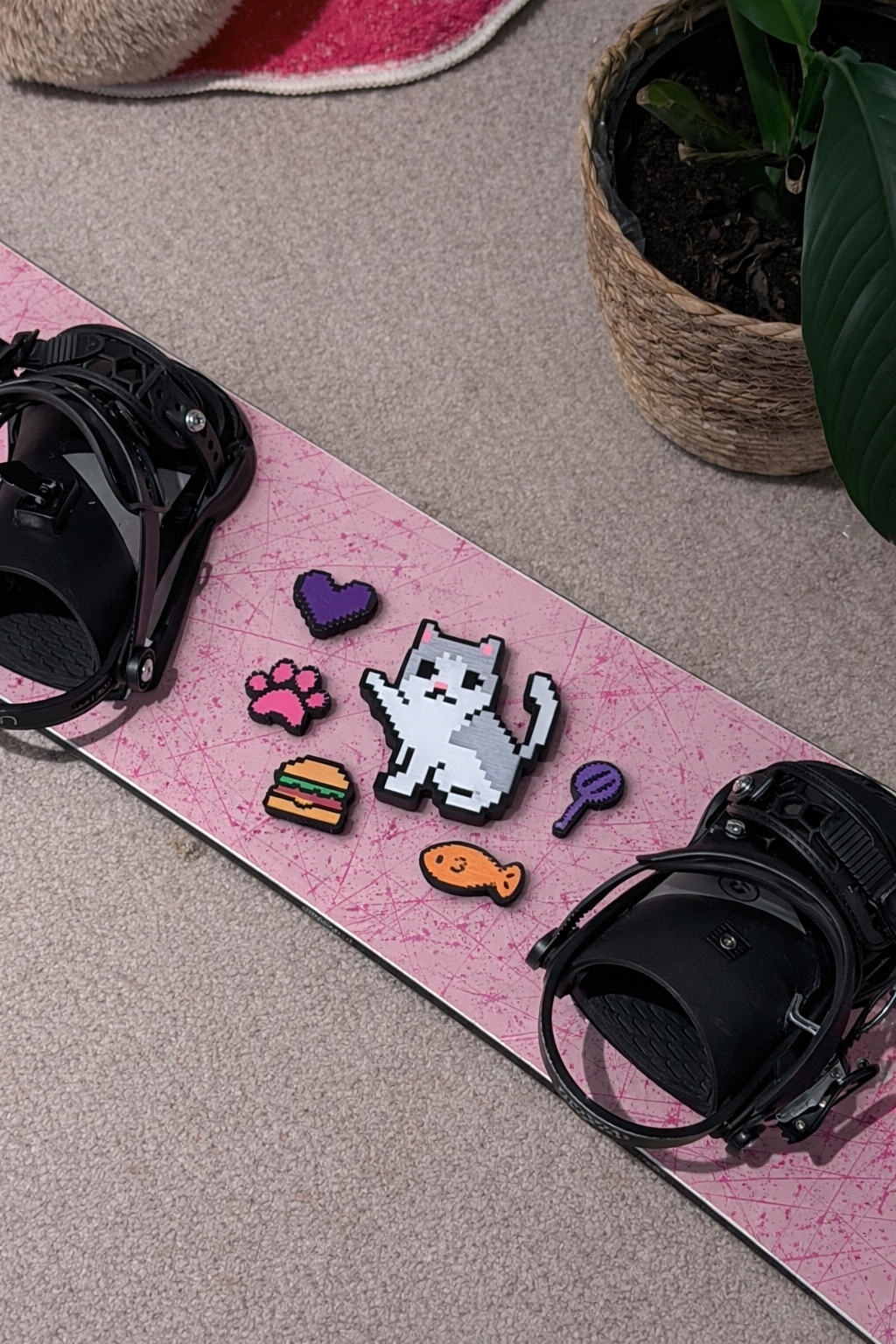 HB Snowear Pixel Cat Stomp Pad Set — all six designs flat lay product view