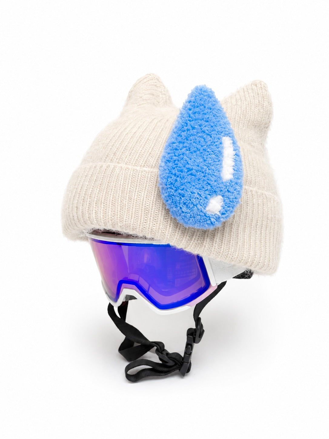 HB Snowear Water Drop Sticker — side view showing raised textile texture