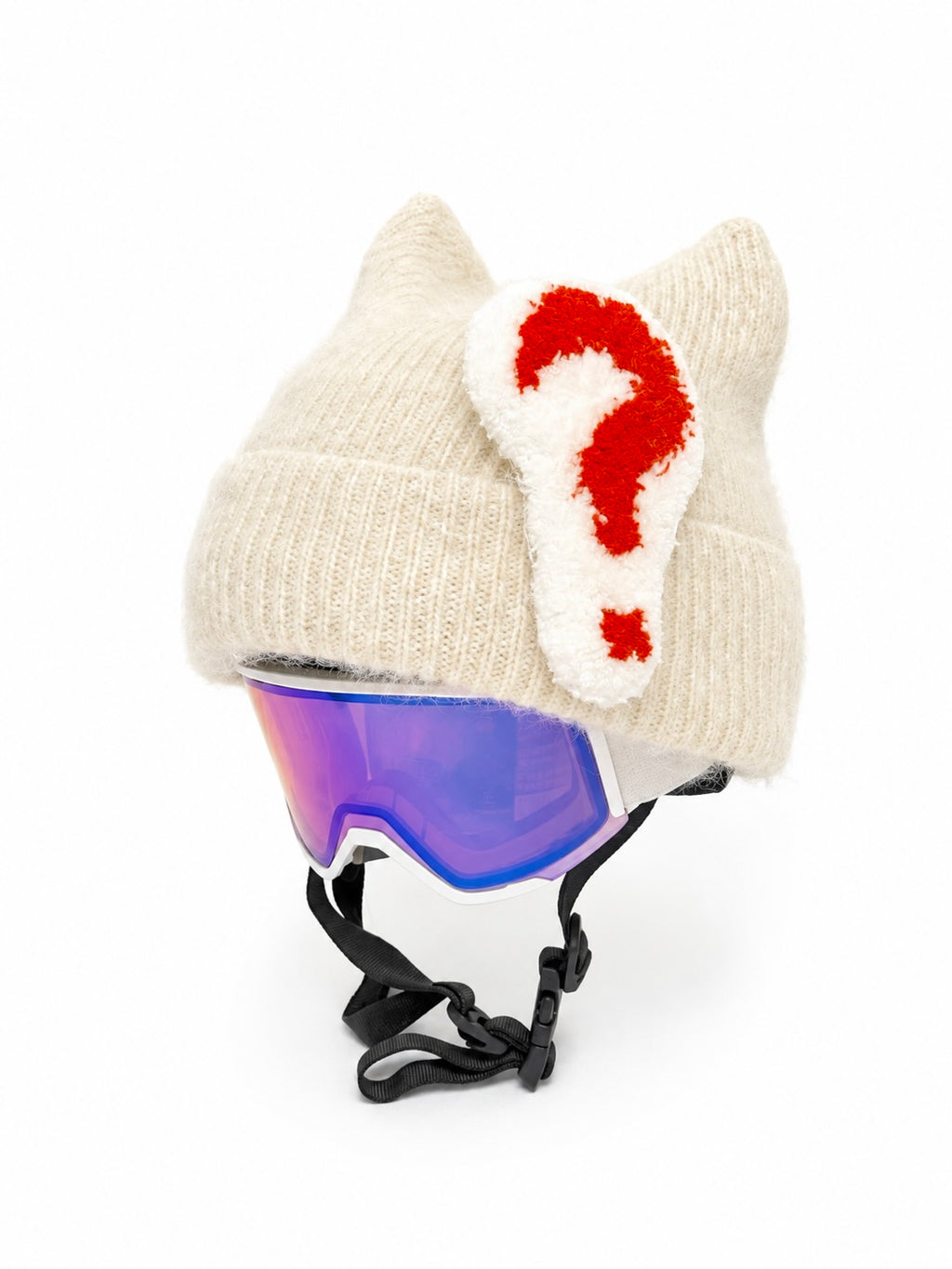 HB Snowear Question Mark Sticker — side view showing raised textile texture and depth
