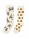 HB Snow Socks Pack — Hambao cat pattern and hamburger pattern 17.5 micron merino ski socks two-pair bundle