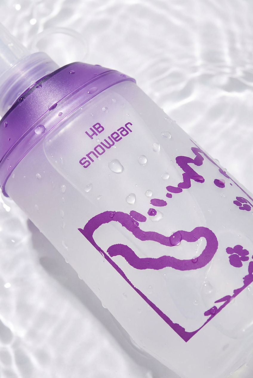 HB Snowear Soft Flask — freeze-resistant TPU hydration flask with Hambao cat artwork