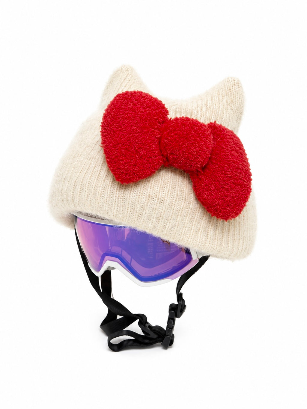 HB Snowear Bow Sticker — side view showing raised woolwork texture