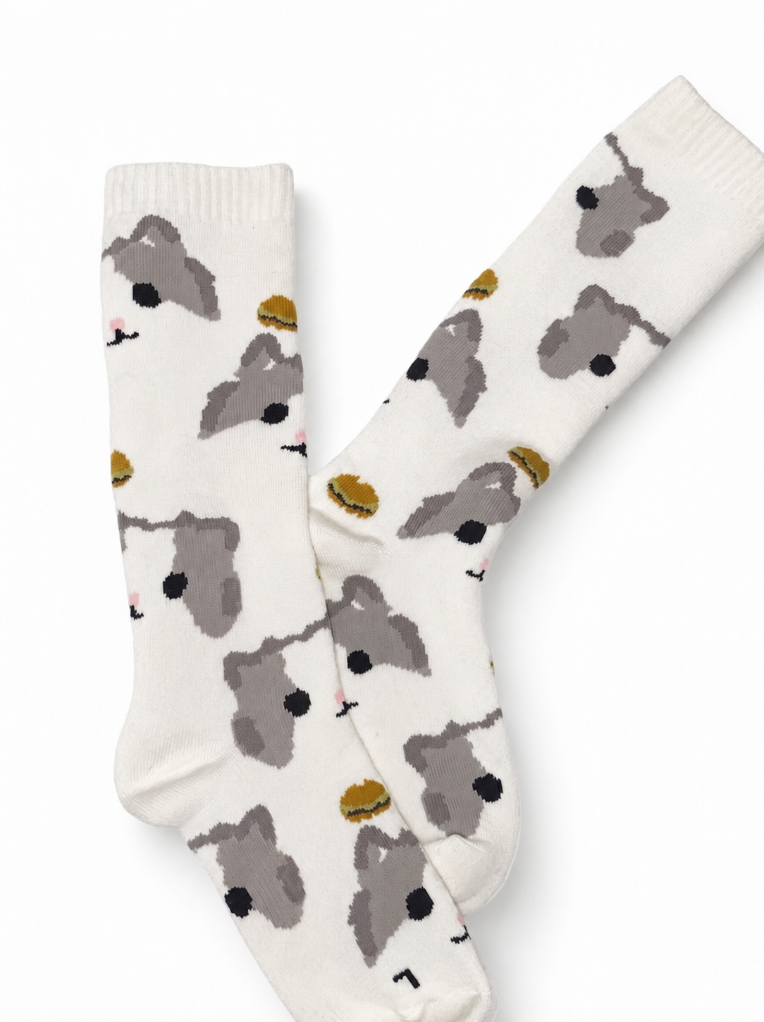 HamBao Merino Wool Snow Socks — Hambao cat pattern detail side view