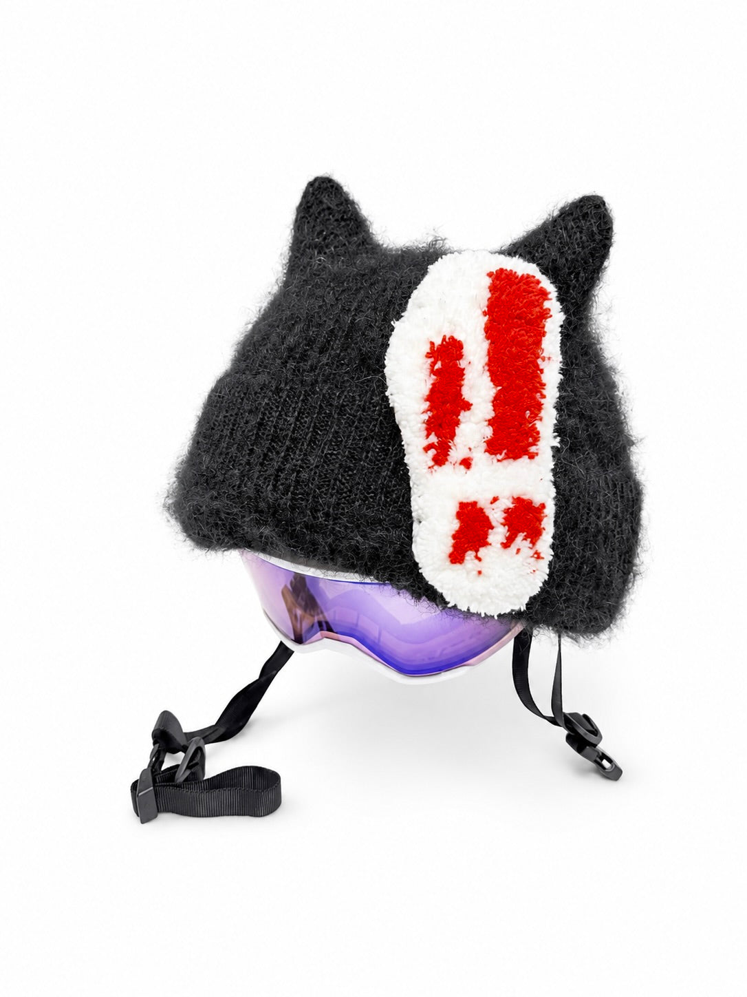 HB Snowear Double Exclamation Sticker — close-up wool and acrylic hand-tufted texture detail