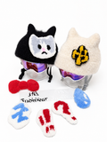 HB Snowear Hambao Emoji Sticker Set Bundle — all 8 hand-tufted emoji stickers plus Cat-Ear Mohair Ski Beanie Black or Beige